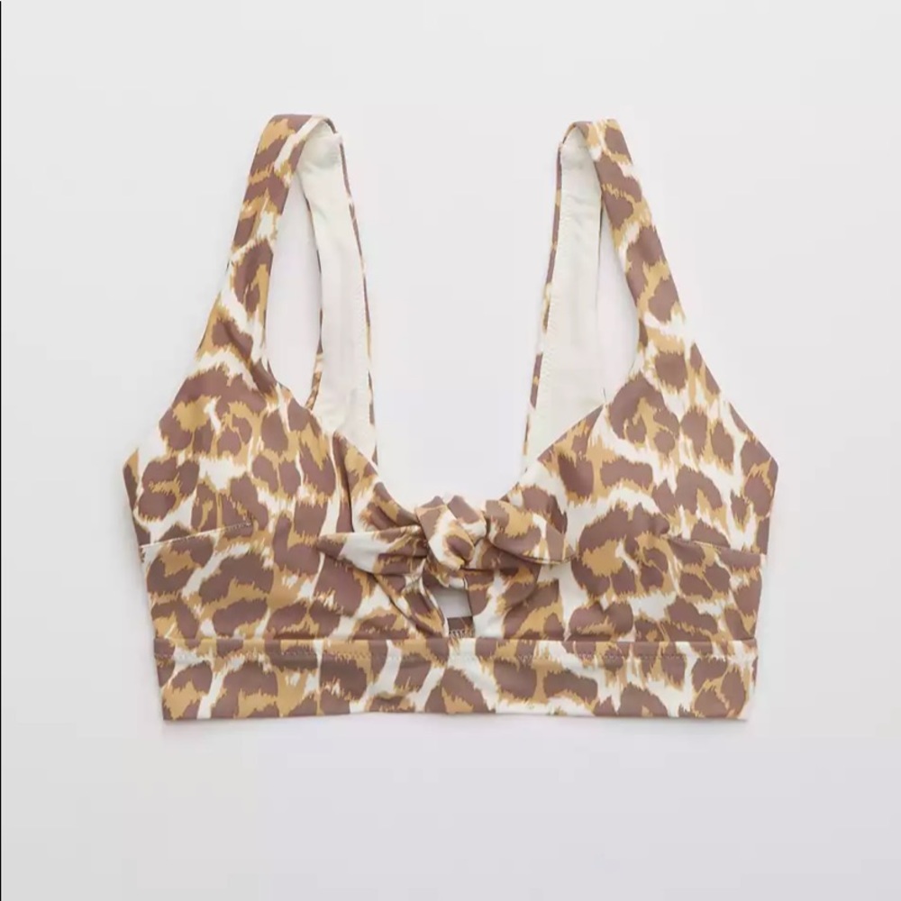 Aerie Leopard Tie Banded Wide Strap Scoop Bikini Set 2-Piece